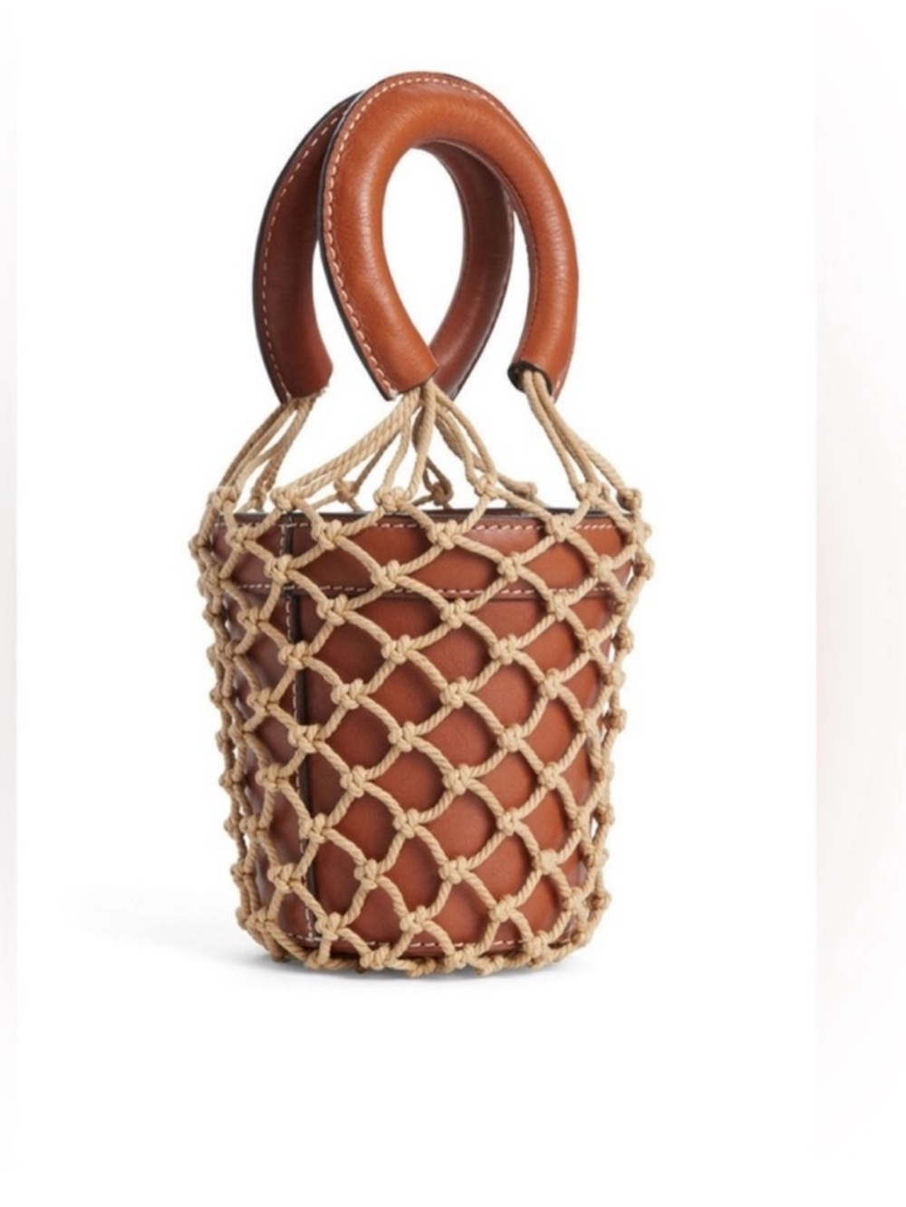 Staud Moreau Leather Bucket Bag-Brown Macrame Leather Summer
Handbag